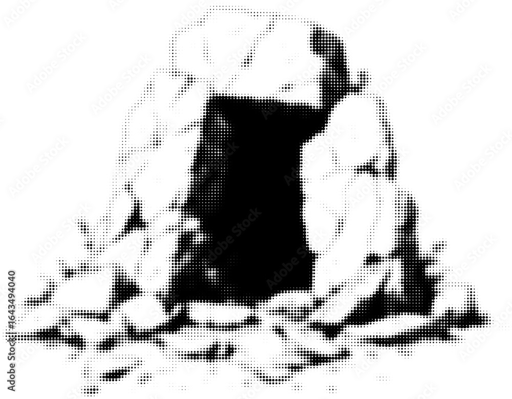 Simplistic black and white illustration of an ancient stone cave entrance Simplistic black and white illustration of an ancient stone cave entrance