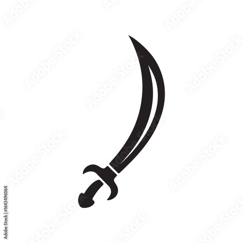 Scimitar Sword Silhouette Isolated on White Background