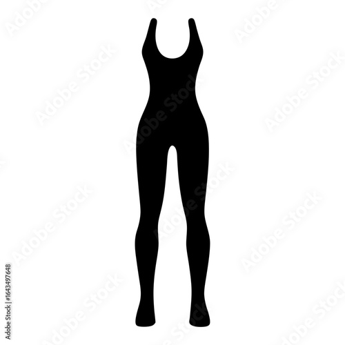 Black Silhouette of a Bodysuit or Catsuit on a White Background