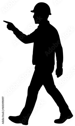 Silhouette of Construction Worker Pointing � Safety and Direction Concept