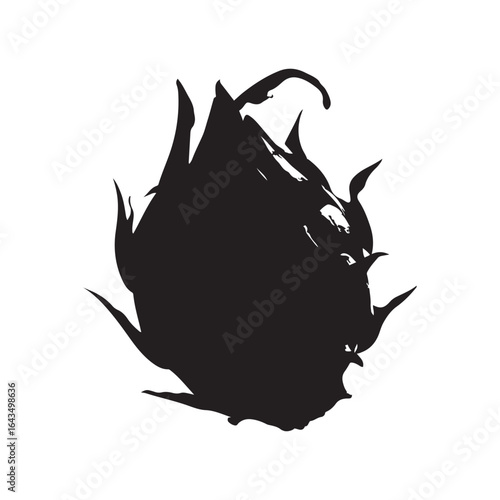 Silhouette of a Dragon Fruit on a White Background