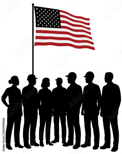 Waving United States Flag on Pole