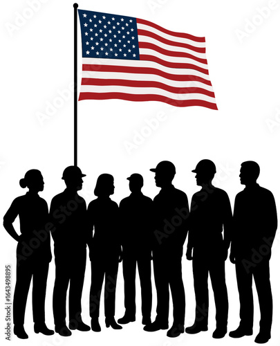 Waving American Flag with Glowing Red Light Effect