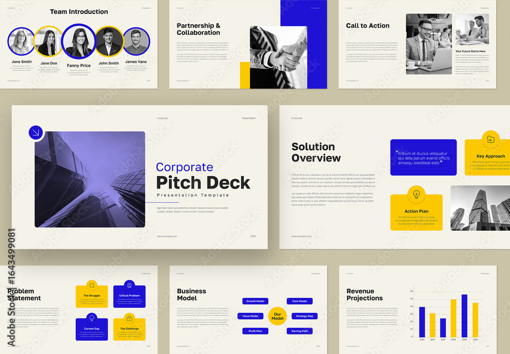 Corporate Pitch Deck Presentation Design Layout Stock Template | Adobe ...