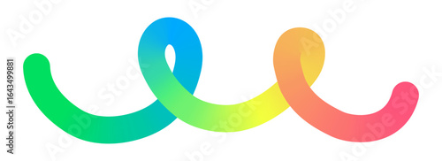 Colorful gradient abstract twisted line. Vector bright loop creative ribbon design element