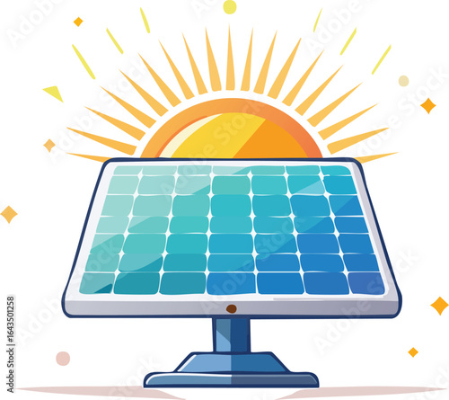 Solar Power Station with Sunlight – Renewable Energy and Sustainability Concept Vector
