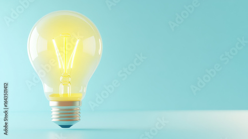 Yellow light bulb on a blue background