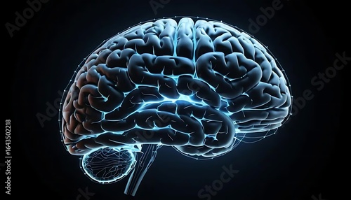 Futuristic Digital Brain Visualization with Neural Connections
