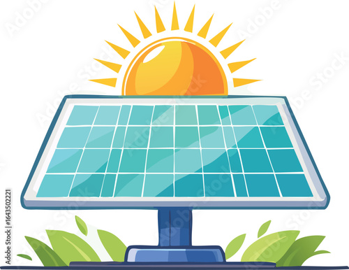 Solar Power Station with Sunlight – Renewable Energy and Sustainability Concept Vector