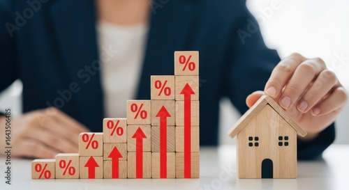 Fototapeta Naklejka Na Ścianę i Meble -  Real estate growth and investment success with rising interest rates