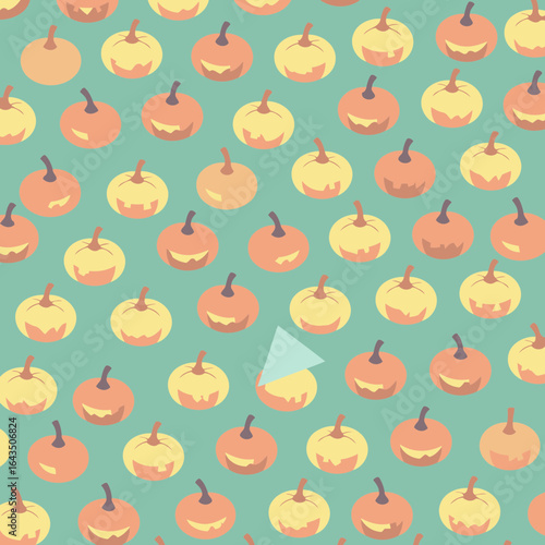 Abstract Halloween pumpkin pattern with a different design element. Visually appealing repeating design with a subtle color palette. Abstract design for graphic resource -