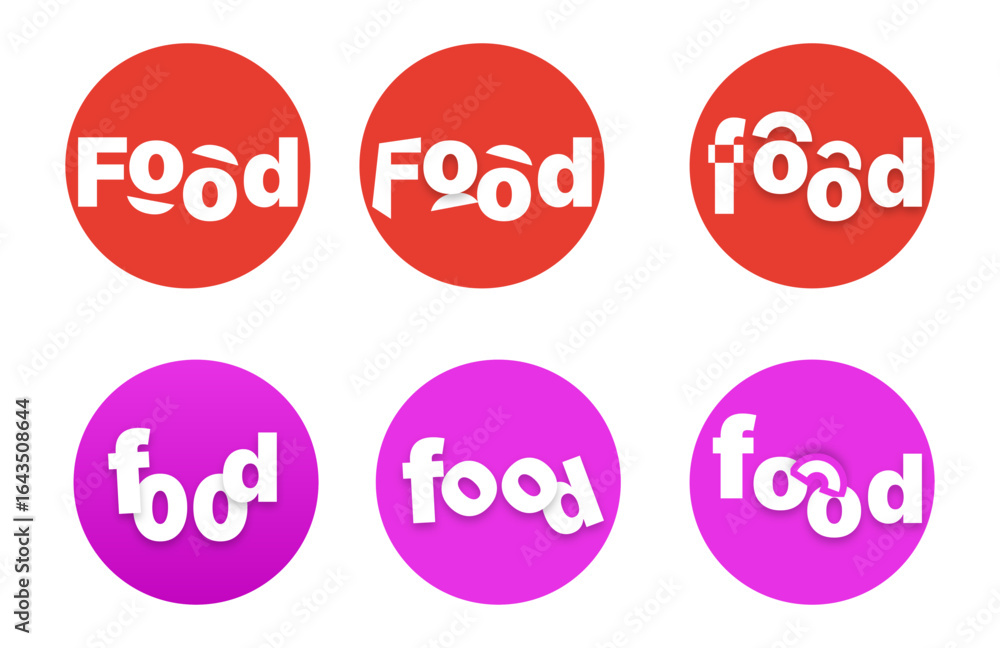 Fully customisable set of logos and icons about food Fully customisable set of logos and icons about food