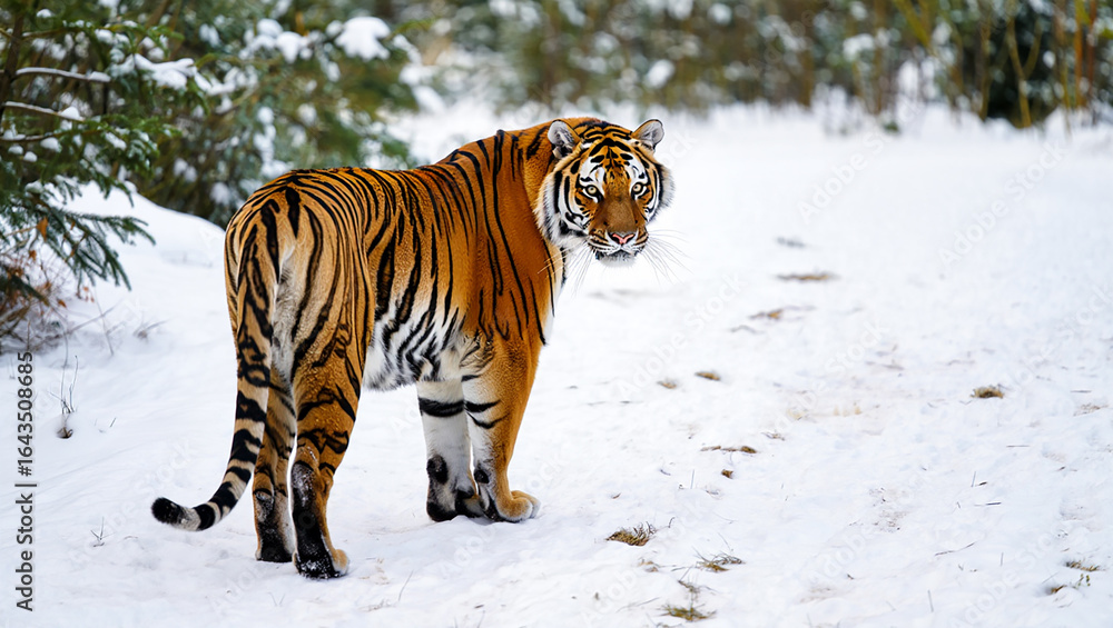 Obraz premium Majestic bengal tiger leaping between rocks in a forest