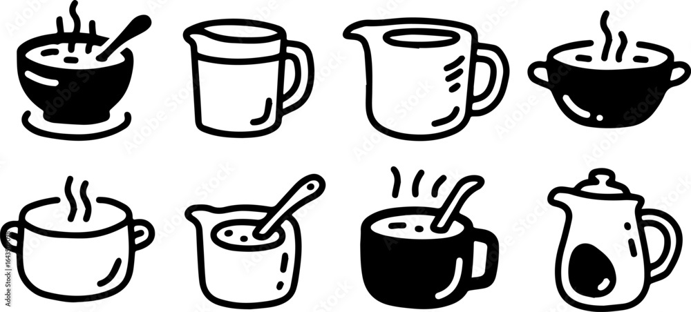 Fototapeta premium Vector outlined icon png set on transparent background