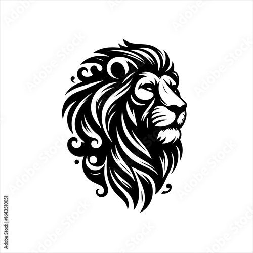 Wallpaper Mural Stylized black and white lion head emblem with ornate mane Torontodigital.ca