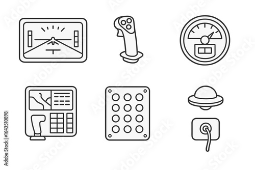 Control interface elements displayed on a digital dashboard for navigation and monitoring functions