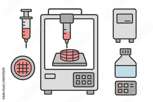 3D bioprinting equipment setup for creating tissue samples in a laboratory environment