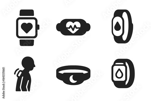 Different types of wearable health technology for fitness tracking and monitoring heart rate and blood pressure
