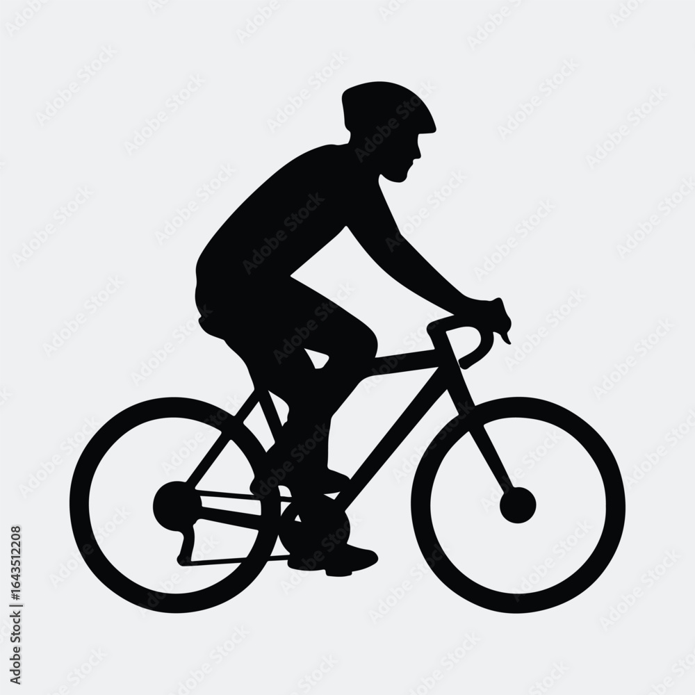 Obraz premium Silhouette cyclist riding bicycle wearing helmet vector illustration