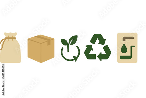 Illustrating sustainable practices with eco-friendly symbols promoting recycling and green initiatives in daily life