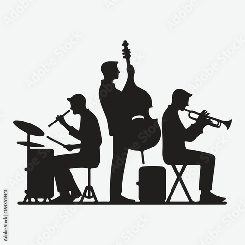  silhouettes set of musicians playing instruments vector collection.