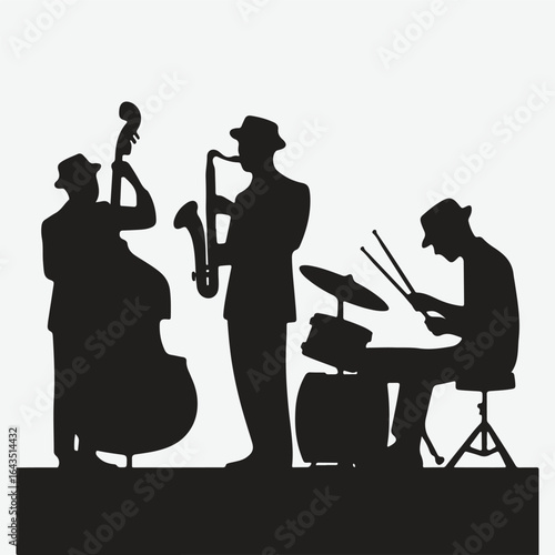  silhouettes set of musicians playing instruments vector collection.