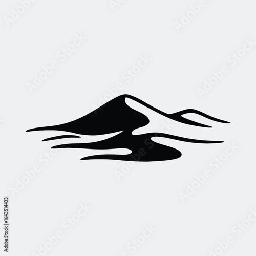 Silhouette Desert dune landscape minimalistic black vector illustration