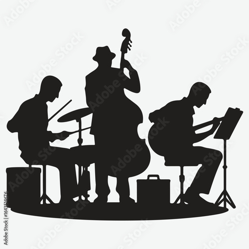  silhouettes set of musicians playing instruments vector collection.