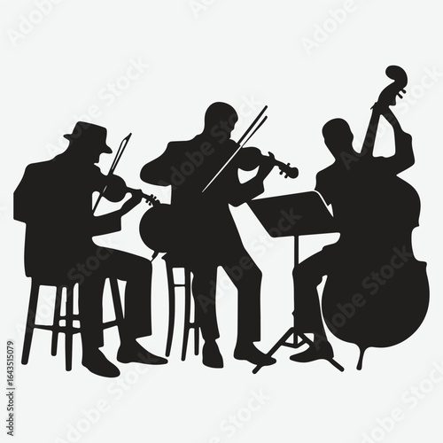  silhouettes set of musicians playing instruments vector collection.