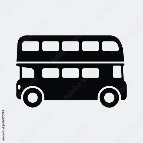 Silhouette double decker bus iconic public transport vector illustration
