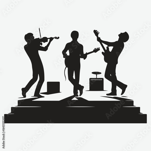  silhouettes set of musicians playing instruments vector collection.