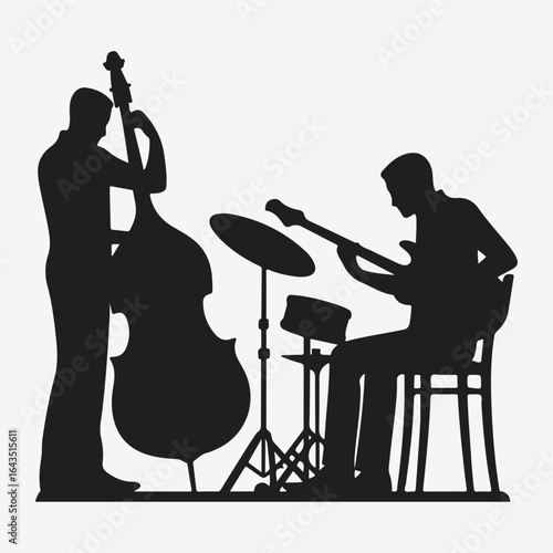  silhouettes set of musicians playing instruments vector collection.