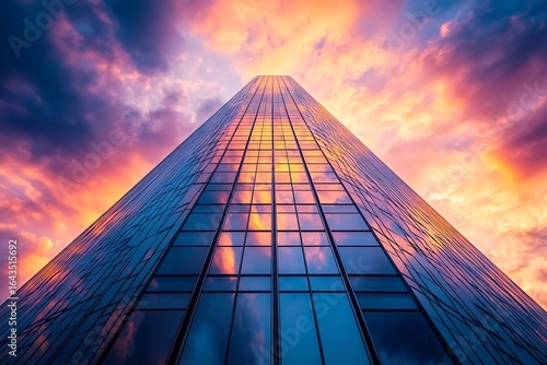 Wallpaper Mural Modern skyscraper reaching towards dramatic sunset sky Torontodigital.ca