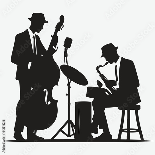  silhouettes set of musicians playing instruments vector collection.