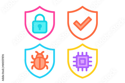 Security symbols representing protection measures for data integrity and privacy in digital environments