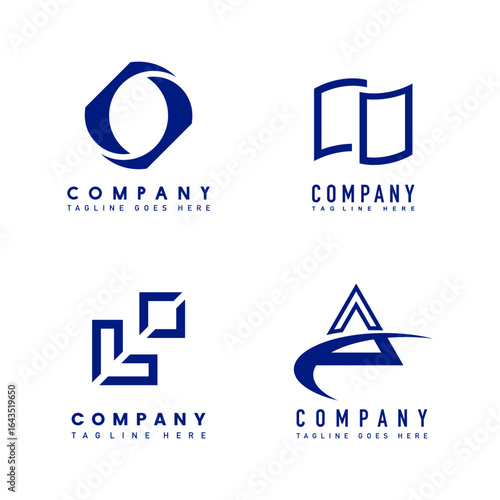 Set Modern Abstract Logos Set for Business and Technology Companies