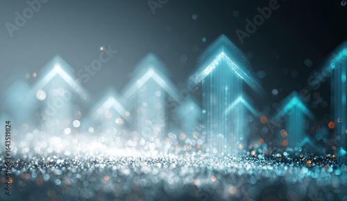 Abstract digital graphic of multiple ascending arrows