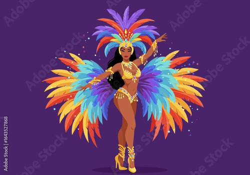A beautiful samba dancer in a spectacular costume for the Rio Carnival in Brazil.