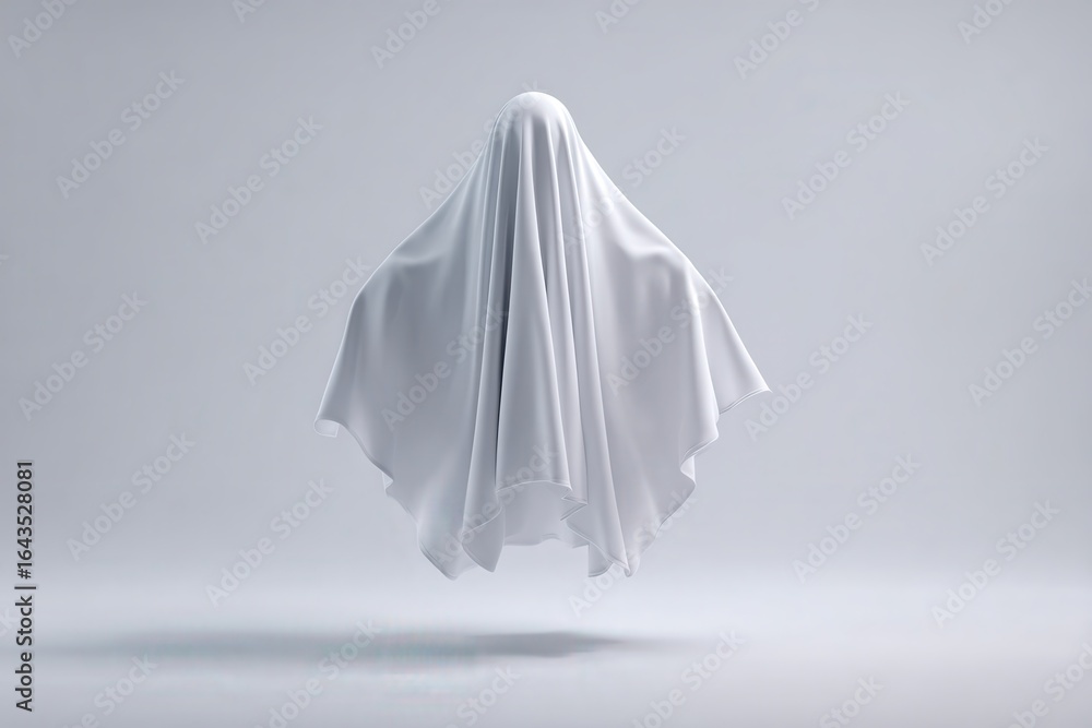 Fototapeta premium Ethereal White Ghost Figure Floating in Minimalist Setting