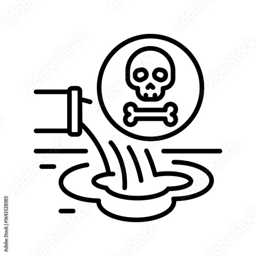 water pollution from pesticides black line icon for digital and print projects.