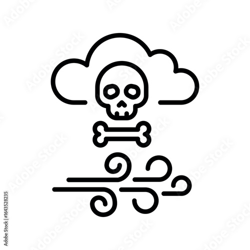 pesticide drift black line icon for digital and print projects.