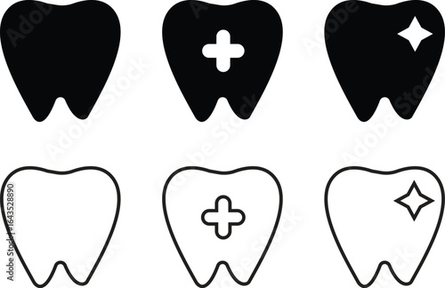 Set of tooth vector icons