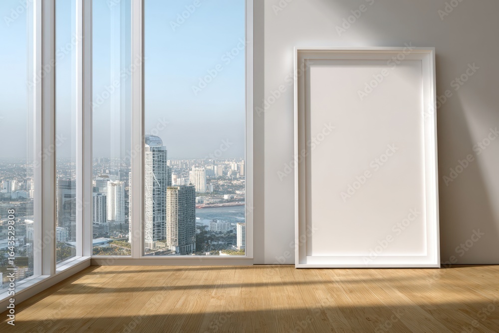 Fototapeta premium Modern urban room with city view