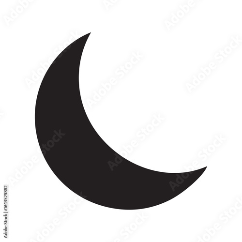 Simple crescent moon shape on a white background