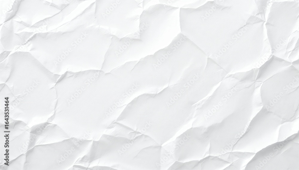 Fototapeta premium Close-up texture of crumpled white paper, showing deep creases and folds.