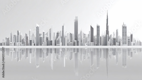 Wallpaper Mural Skyline of city reflecting on calm water Torontodigital.ca