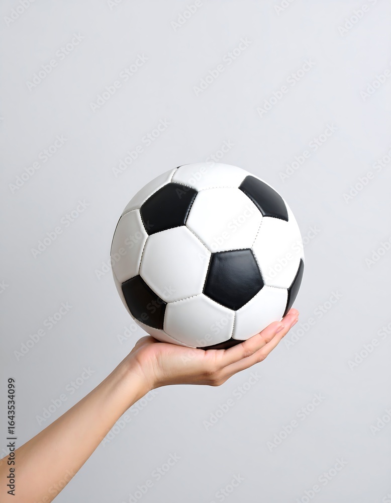Fototapeta premium Hand holding soccer ball