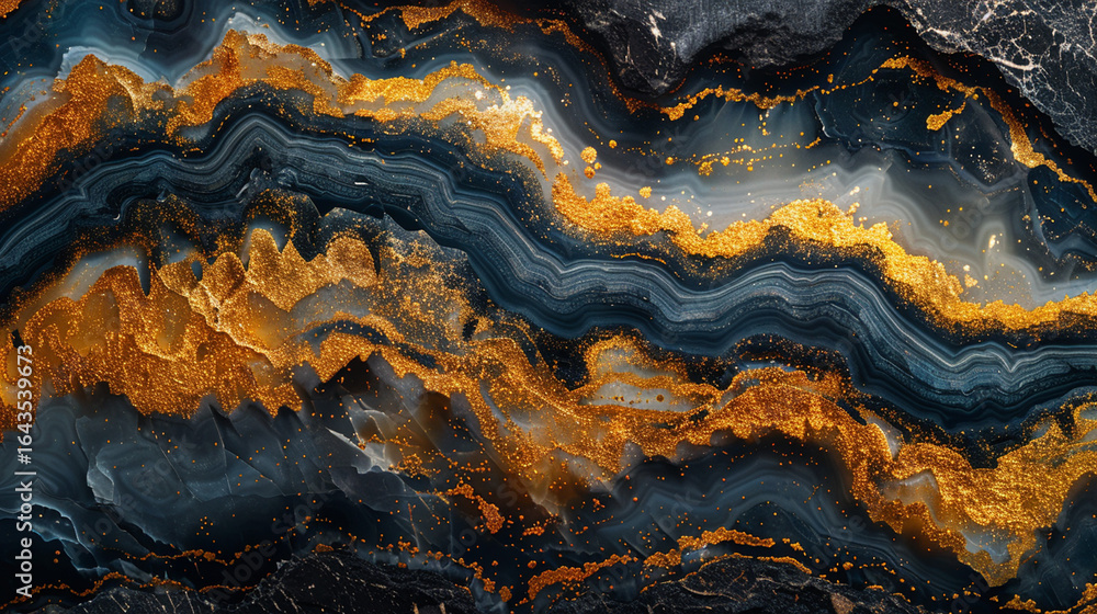 Fototapeta premium Abstract marbled stone texture with gold flecks.