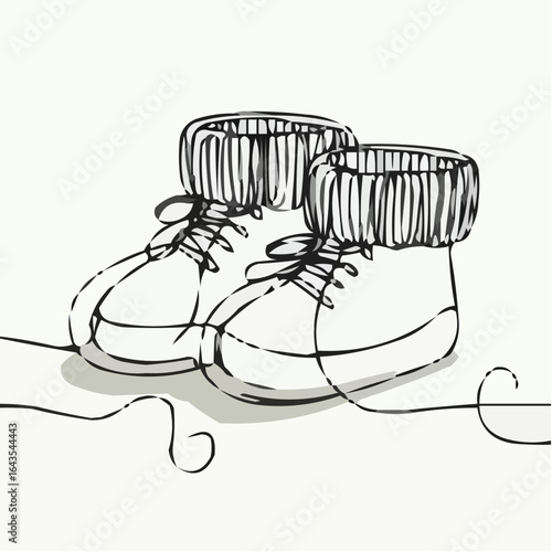 Crochet baby booties for newborn baby care Icon concept  