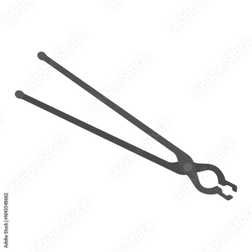 Blacksmith Tongs Flat Illustration. Clean Icon Design Element on Isolated White Background